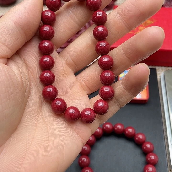 白***G含辰砂工艺品紫金砂10毫米手链20颗送一颗