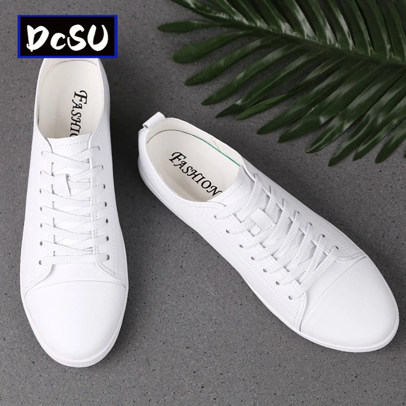 【香港DcSU&Shoes官方正品】纯皮小白鞋男真皮西装休闲板鞋韩版百搭