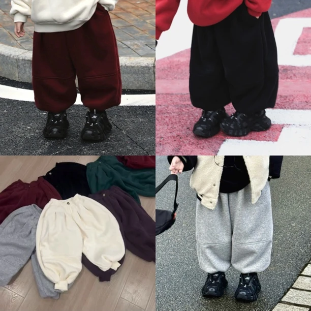 【现货】SUPERJIMMY 螺纹收口冬季儿童加绒加厚分割式休闲裤卫裤