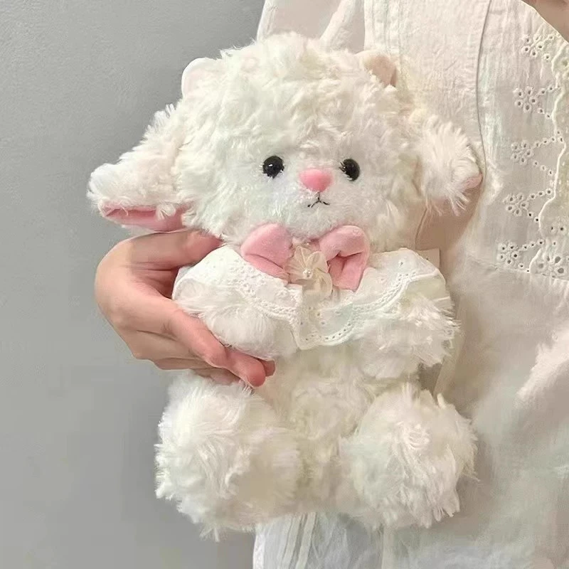 舒适小羊玩偶睡觉抱女孩陪睡娃娃毛绒公仔蝴蝶结生日帽送女生礼物