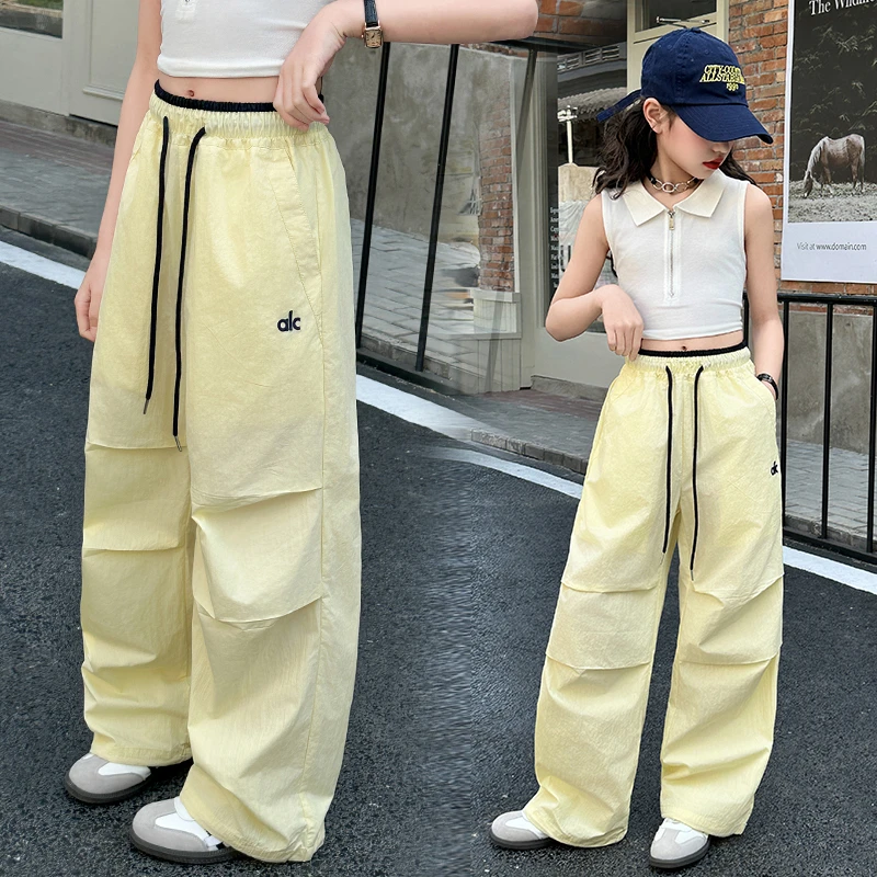 女童裤子夏季2025新款儿童宽松休闲工装裤中大童薄款运动阔腿裤潮