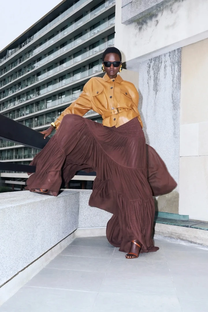 杨树林波西米亚风打揽工艺半身长裙2629