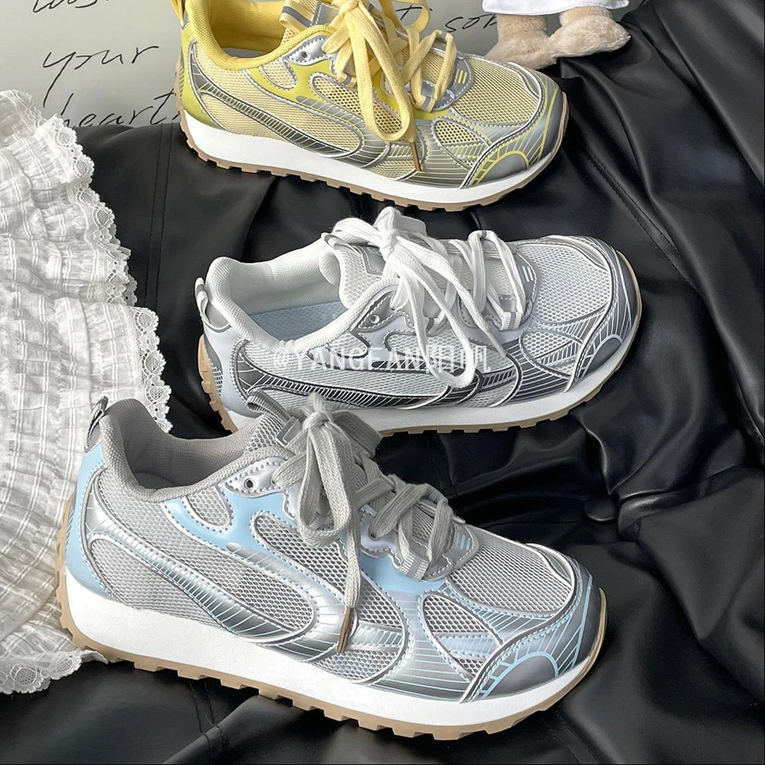 YANGFAN阳帆2025夏季新款网面透气休闲爆款百搭老爹运动阿甘鞋女