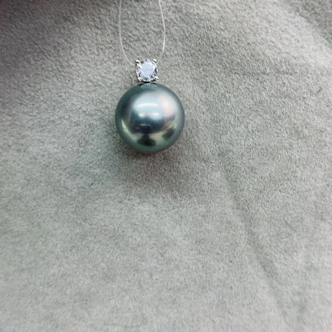 吊坠(不含链)银S925镶嵌海水珍珠13-14