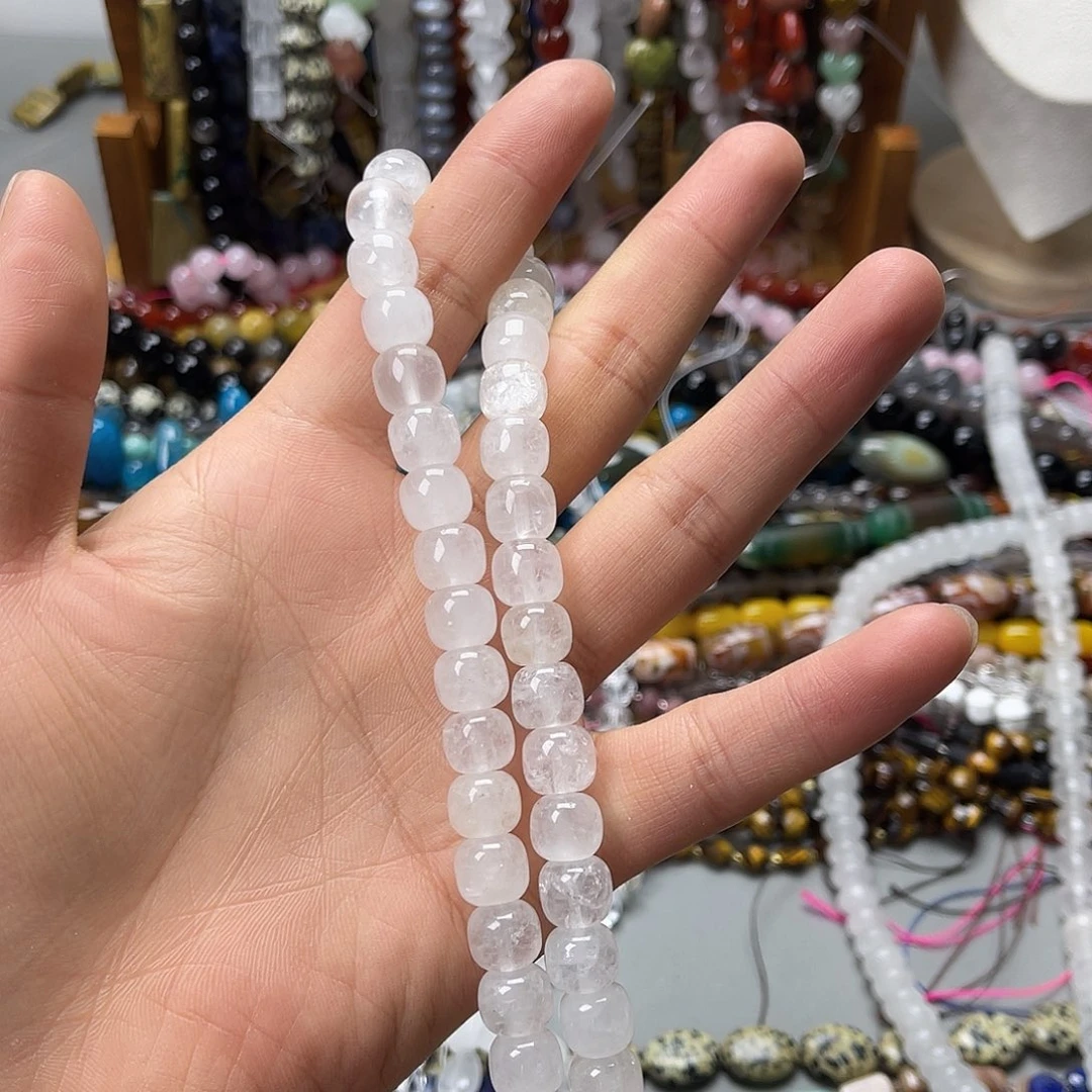 玛瑙/玉髓未镶嵌珠宝半成品卡10白水老型珠一条