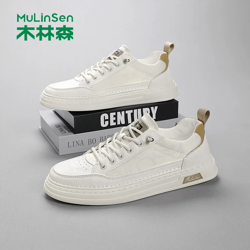 木林森男士小白鞋2025新款秋季透气运动厚底增高休闲百搭板鞋男款