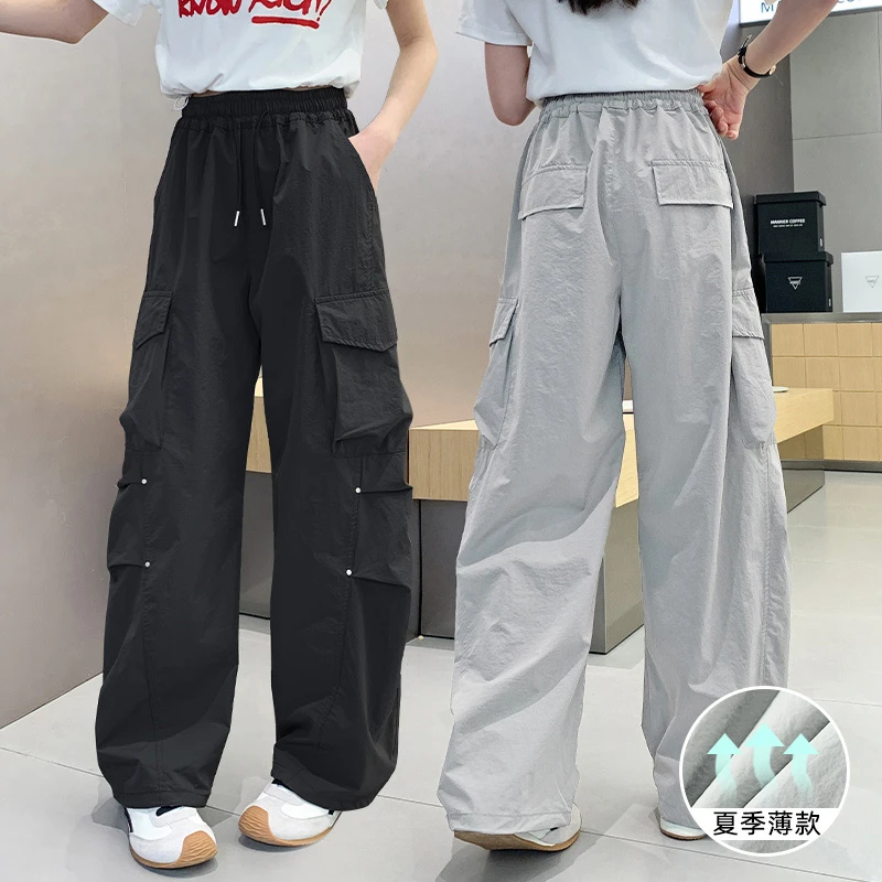 女童裤子夏薄款2025新款儿童夏装洋气宽松休闲长裤大童夏季工装裤