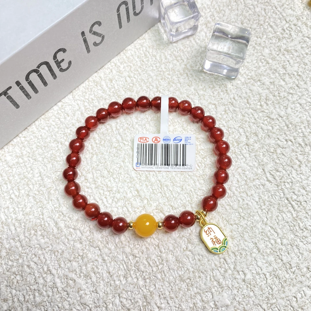 红色玛瑙卡8手链圆珠单圈多圈素圈设计定制多样性发其一YD1083