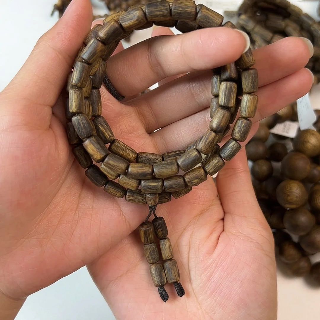 手串沉香陆河桶珠多圈22克沉水浮