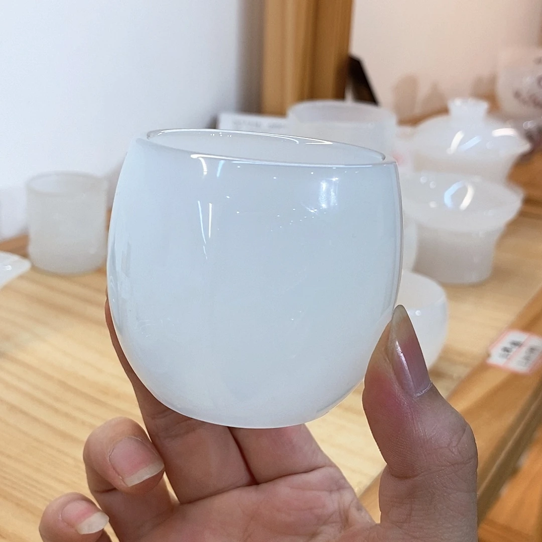 琉璃手工艺品白玉琉璃主人杯