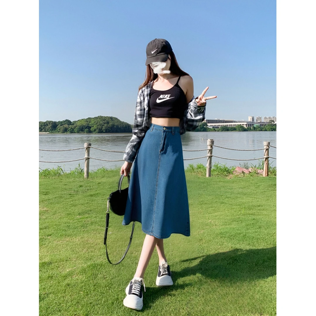 水洗牛仔裙春夏季新款女装时尚显瘦中长半身裙