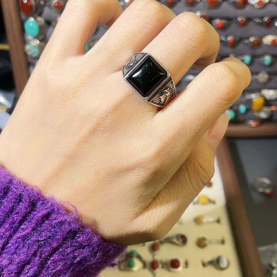 玻璃足银码头戒指