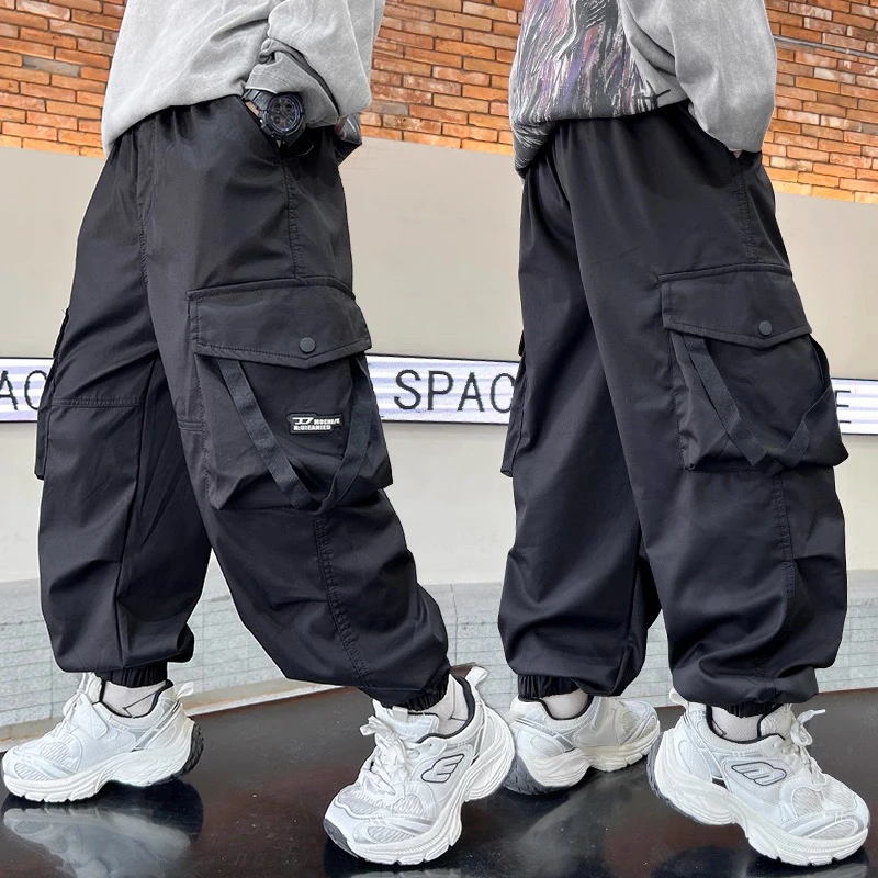 酷帅工装阔腿裤儿童裤子男童春装长裤2025新款中大童男孩休闲裤