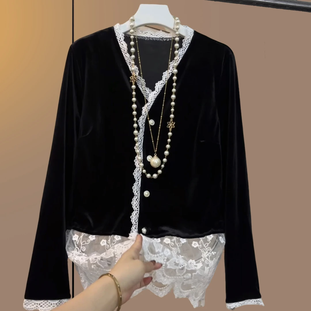 早秋季大码女装胖妹妹黑色洋气遮肉显瘦宽松百搭短款上衣简约大衫