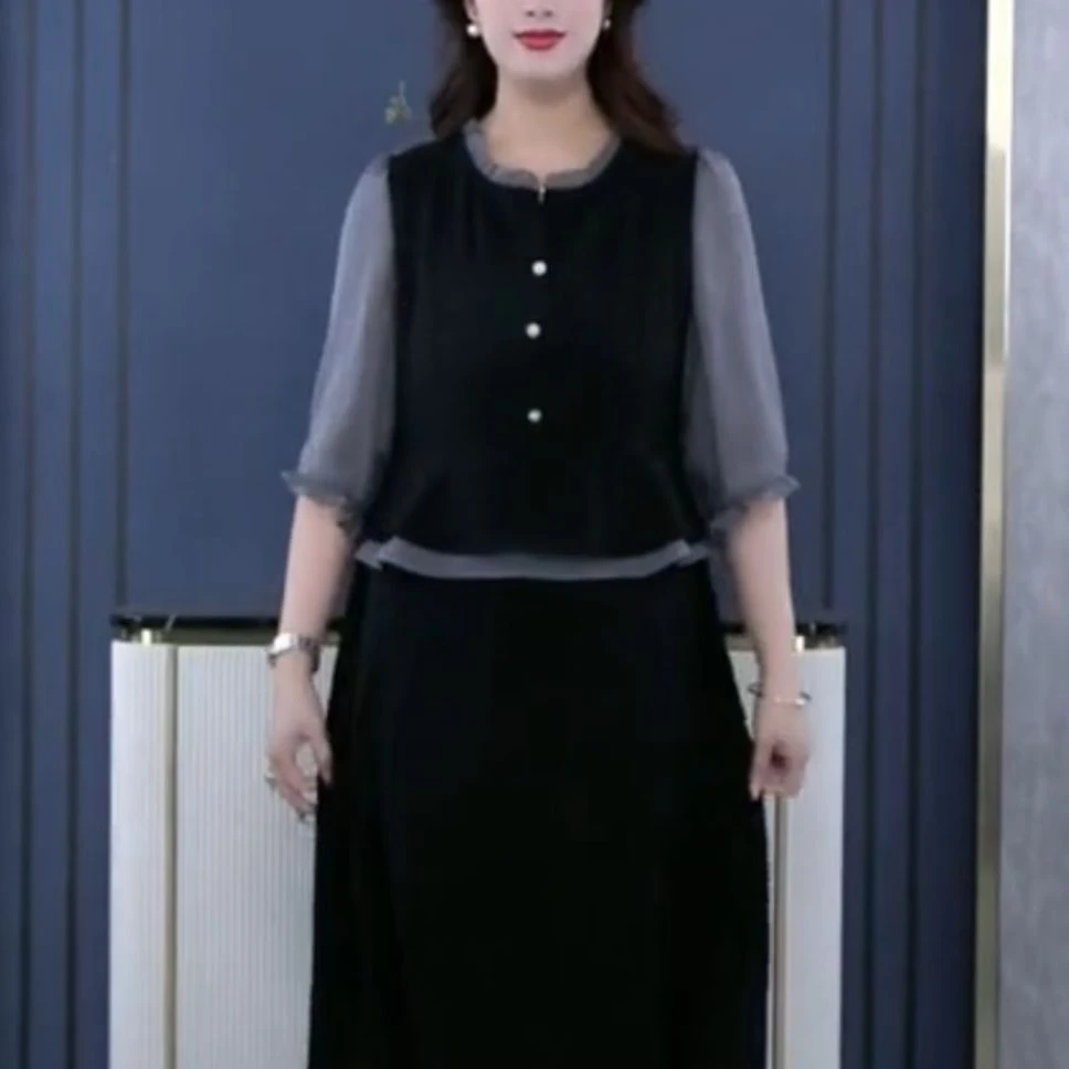 胖大今大码女装连衣裙夏季时尚显瘦气质木耳边宽松裙子zb6618