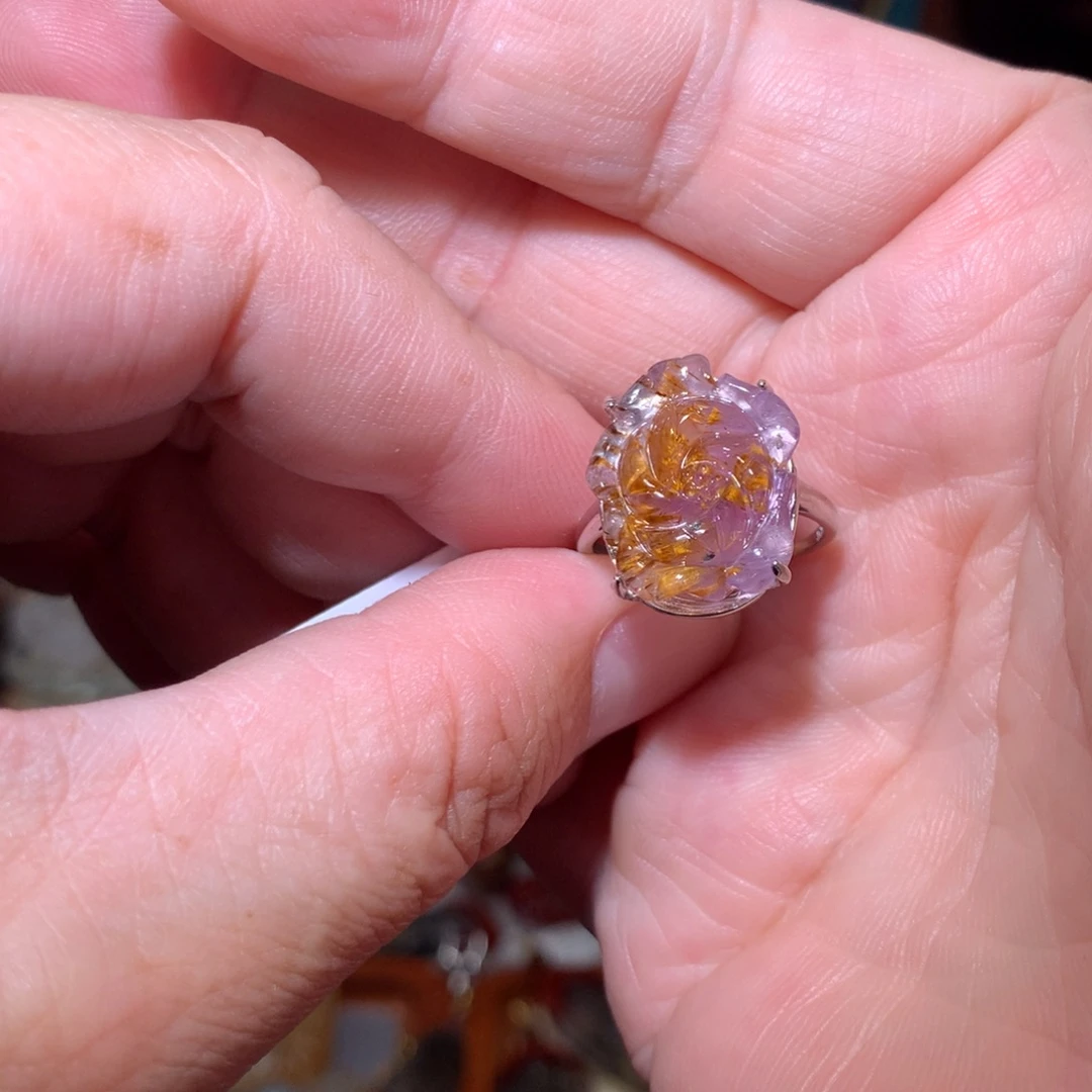 水晶珠宝半成品未镶嵌极光紫钛