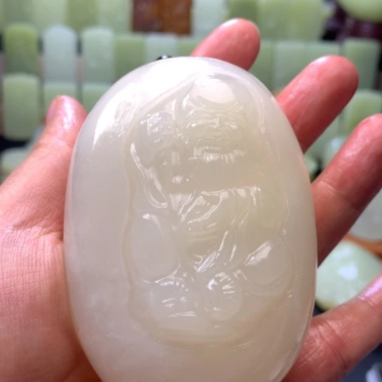 石材方解石手把件