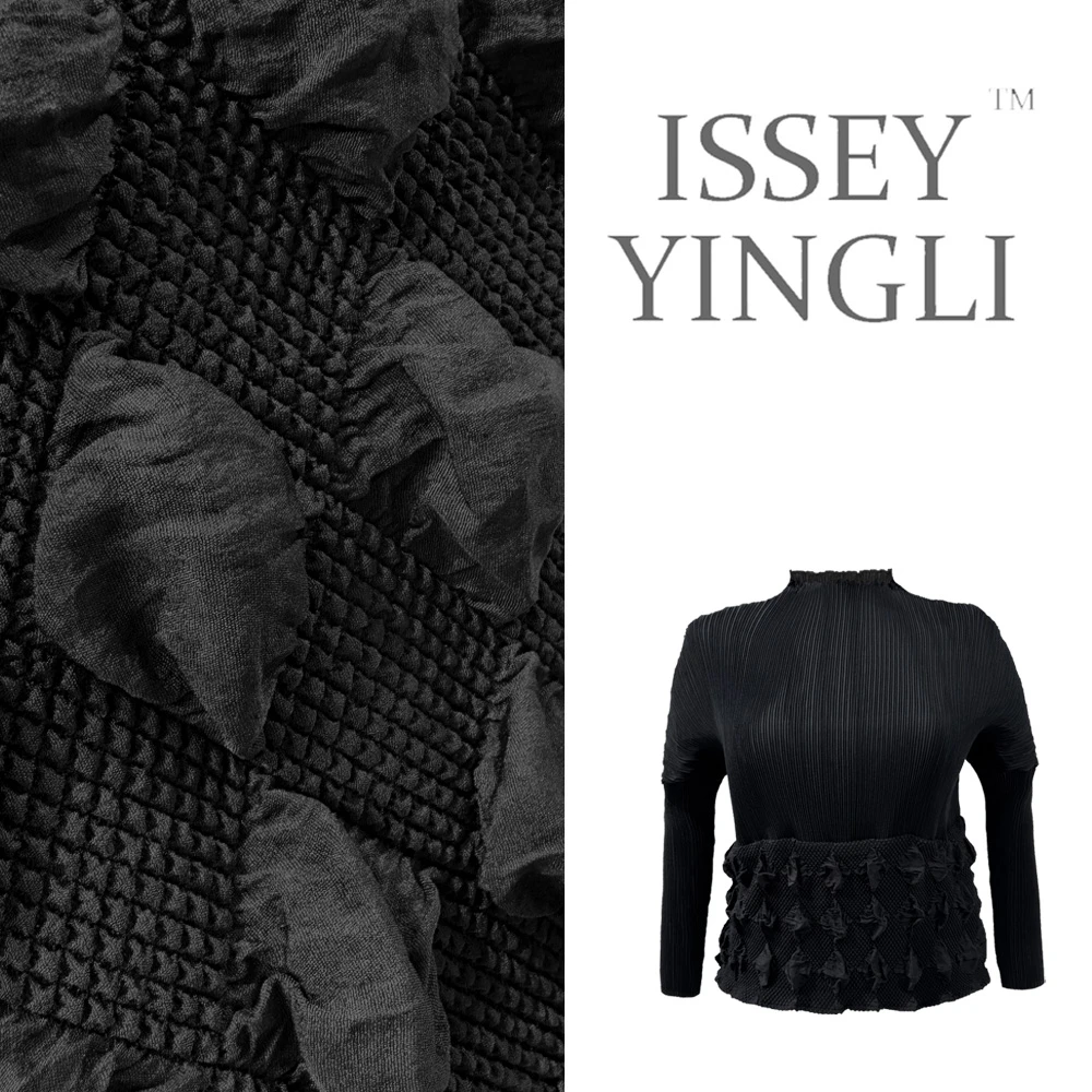 莉褶高端褶皱女装新款重工上衣休闲显瘦女士时尚百搭长袖上衣2504