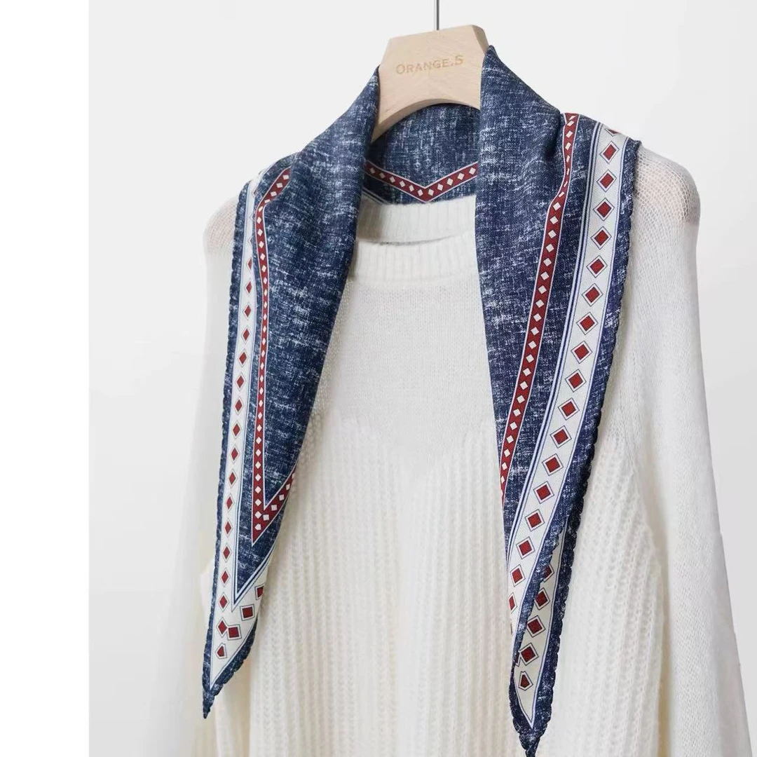 新品（牛仔情缘）6D宋乔 16姆米真丝鬼绉桑蚕丝丝巾女45*150cm