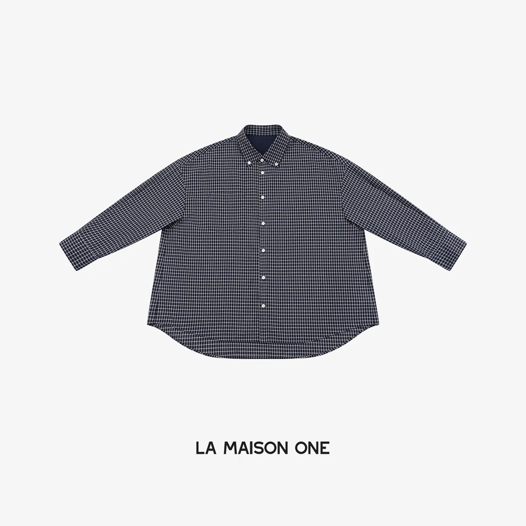 LA MAISON ONE长袖格子衬衫学院风经典格纹外套复古L253C054