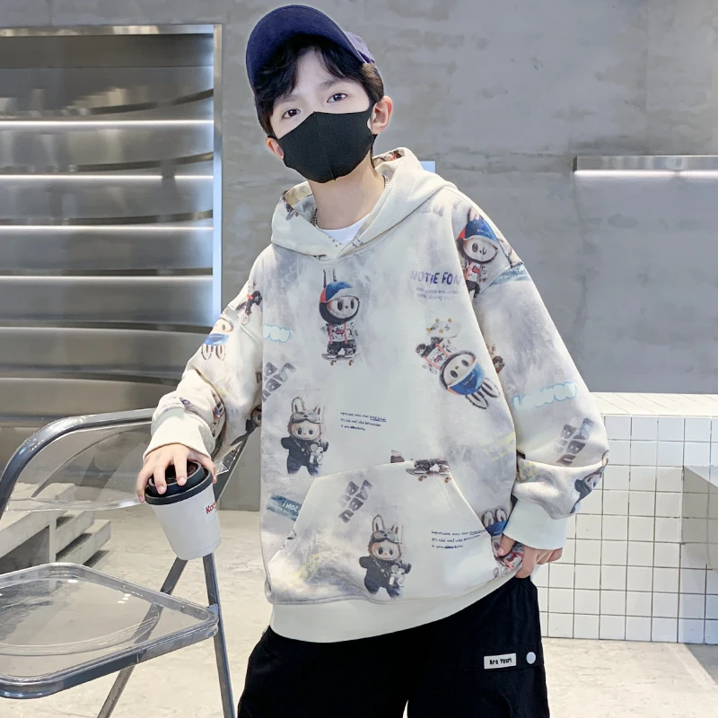儿童装男童秋装连帽卫衣2025新款春秋款中大童秋季洋气帅气上衣潮