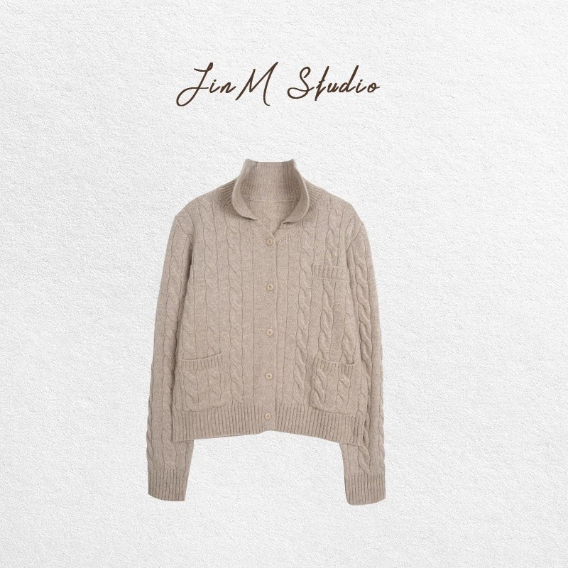 Jinmstudio丨【布朗尼】100羊毛翻领针织毛衣602501A6224