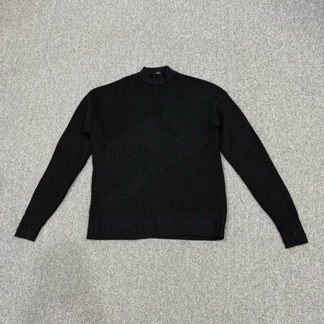 99新 VERSACE/范思哲 16551290  黑色回纹针织毛衣 44码99新