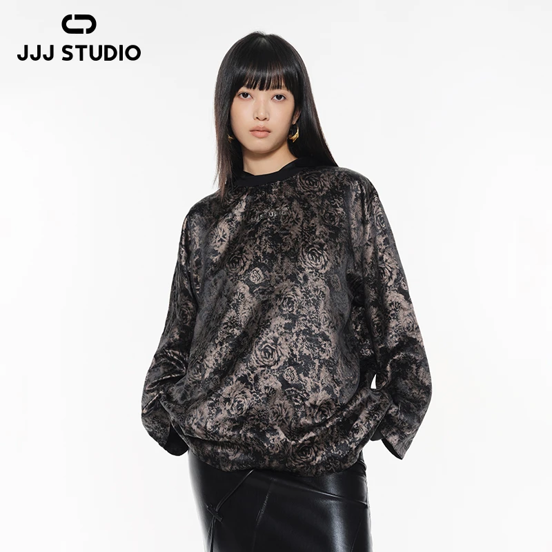 JJJ STUDIO 花色高级感中式莹润光泽印花上衣 JDWFA1N246