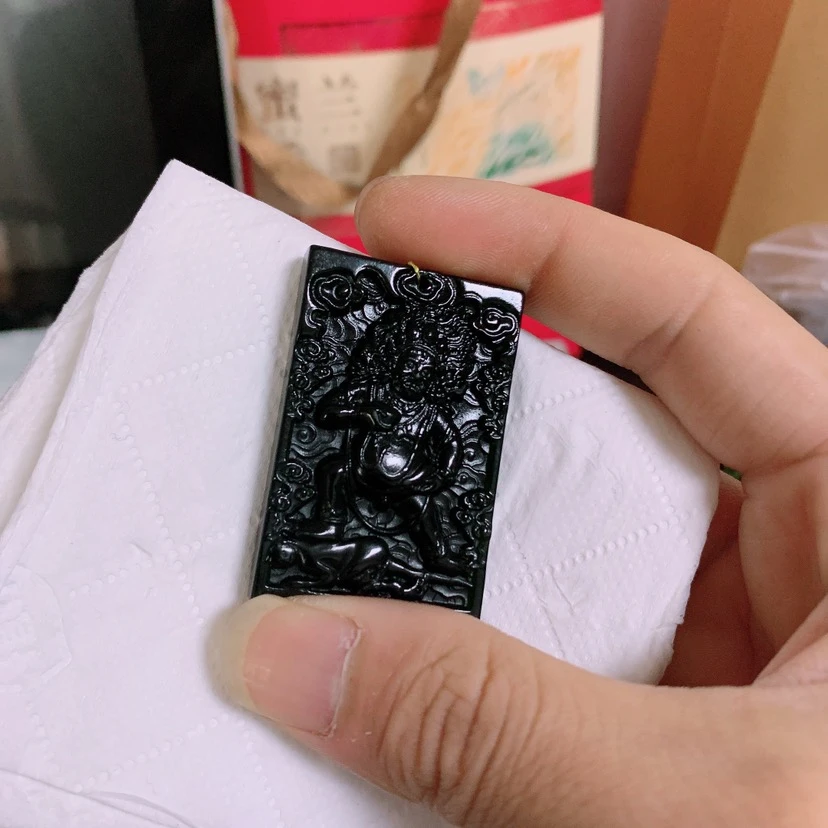 天然缅料a货 钢琴黑财神吊坠215