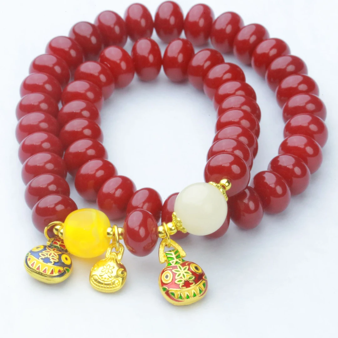 红玉菩提手串（无礼盒）K249