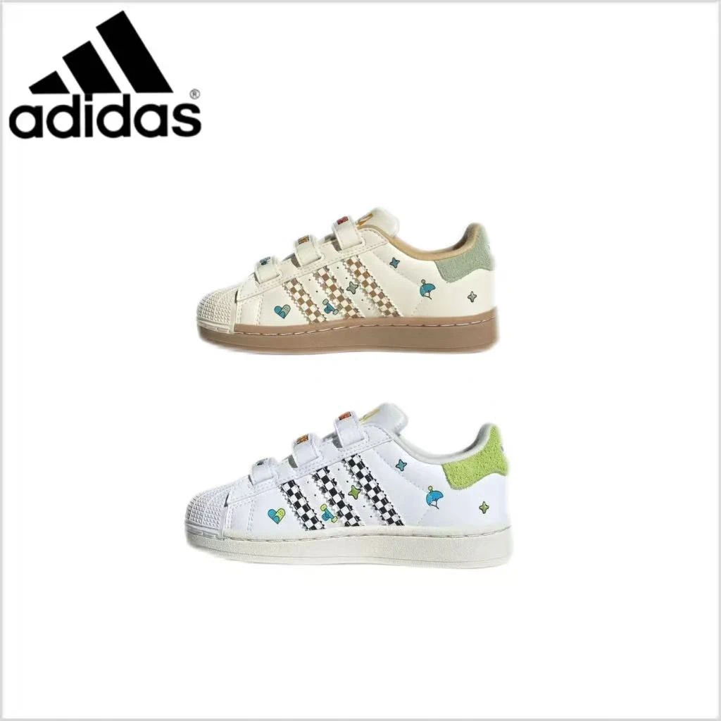 Adidas阿迪达斯童鞋经典贝壳头魔术贴运动板鞋小白鞋小童鞋JS2469