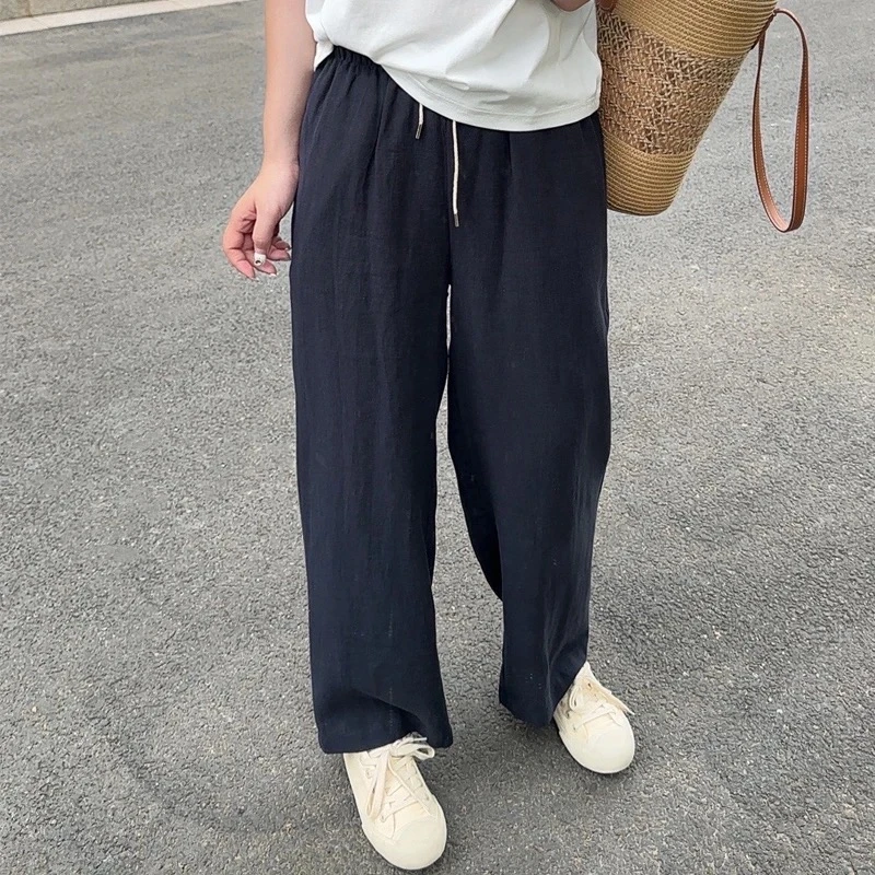 ZZ 【70%苎麻】简约纯色直筒小板型休闲裤