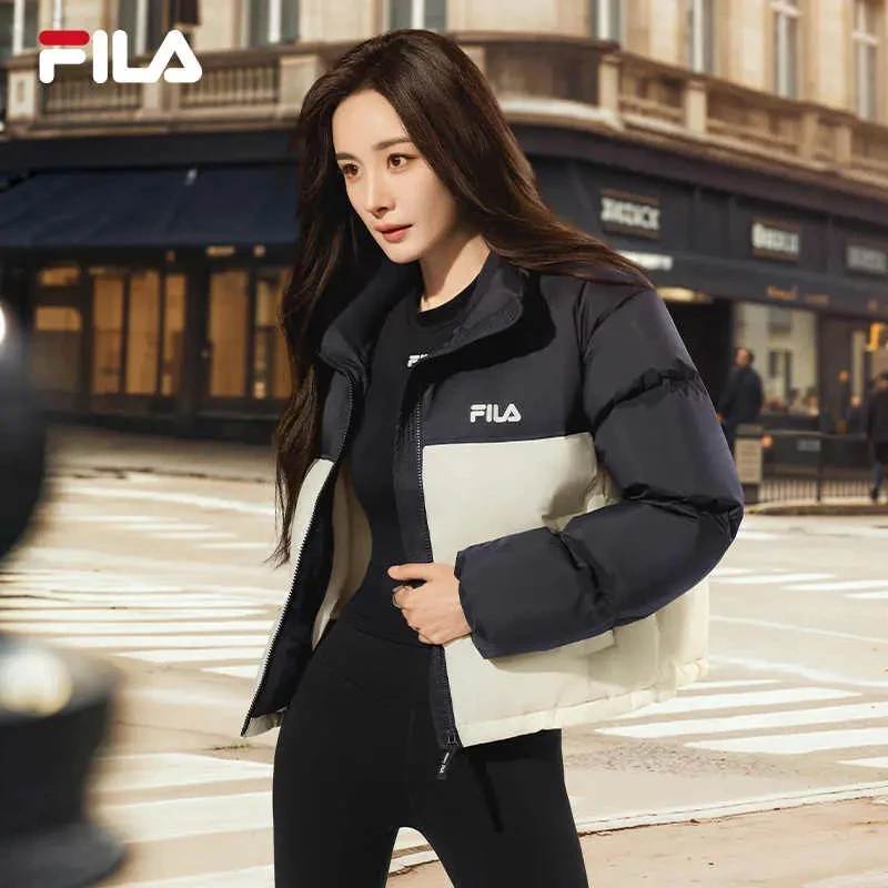 【杨幂同款】FILA斐乐短款羽绒服2025新宽松保暖面包服F51W549992A