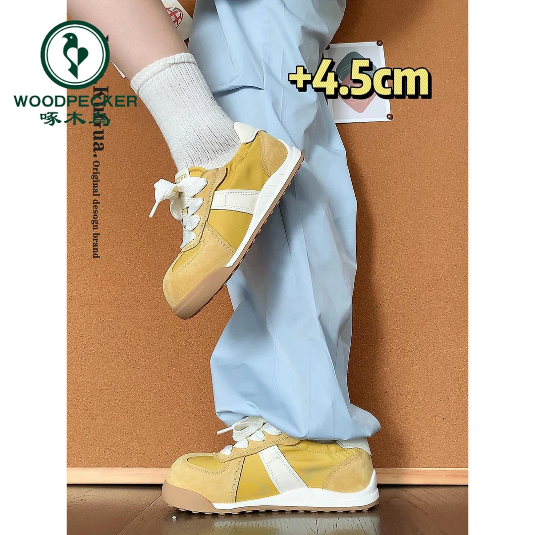 啄木鸟复古德训鞋女2025新款夏季厚底透气休闲鞋阿甘鞋软底运动鞋