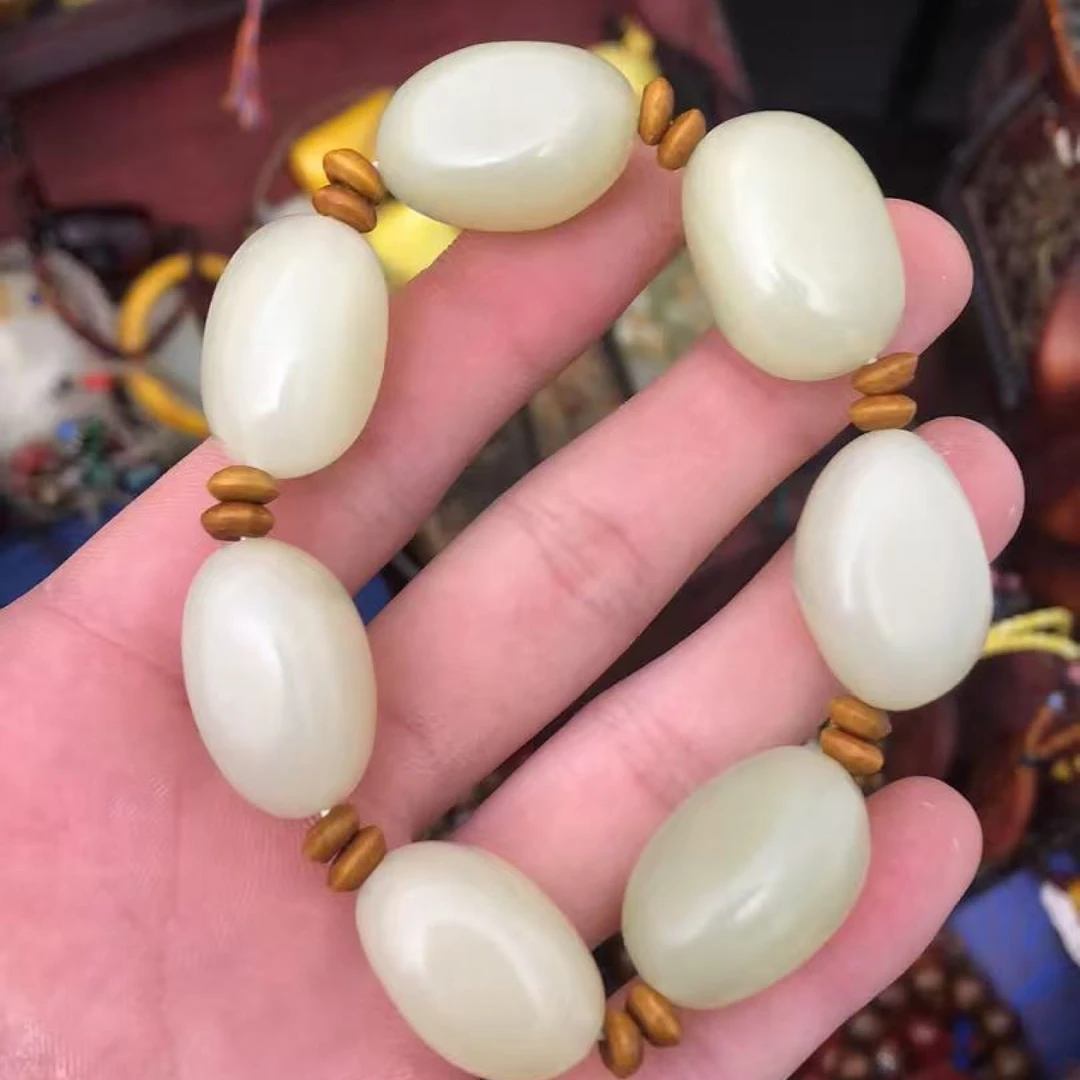 【鹏毅】直播精选和田玉原皮手串