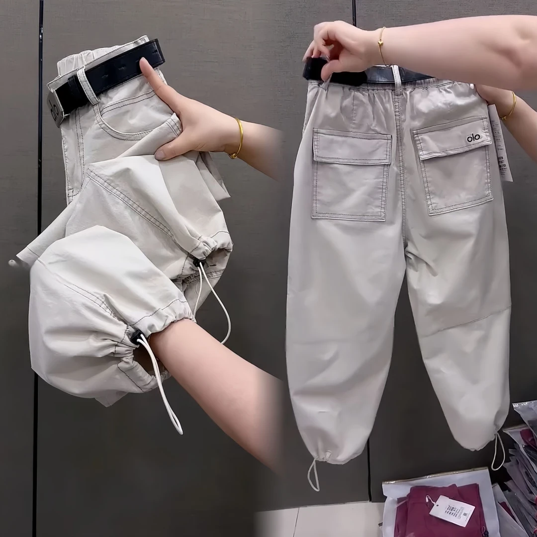 夏季新款八分薄款女弯刀裤轻薄透气洋气显瘦高腰弹力减龄宽松束脚