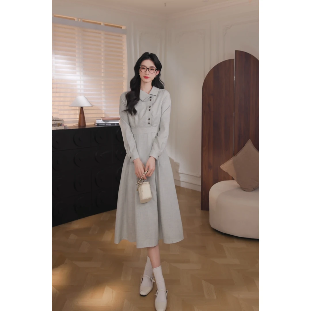 鹿向南【书卷一梦】2025年秋季新款小香气质连衣裙QJD00622-1