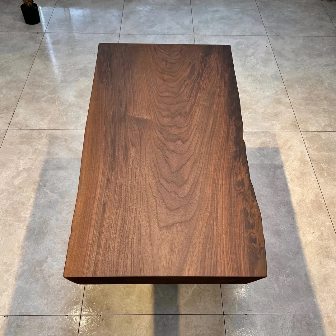 北美黑胡桃实木大板桌餐桌茶桌 自然边 尺寸：150*71*5.3cm