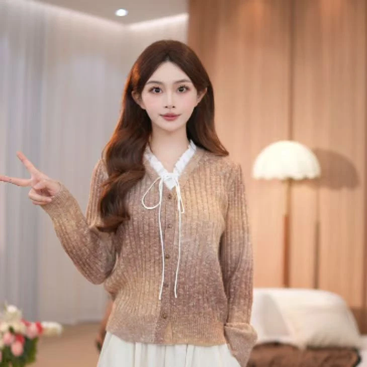 马克华菲2025女秋季舒适简约纯色百搭上衣针织衫FW25H561