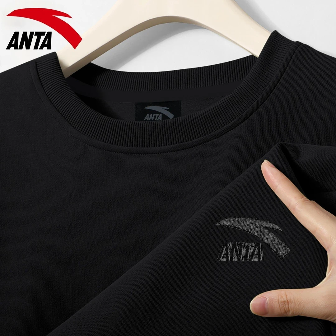 安踏卫衣男款爆款2025新款冬季圆领套头衫青少年男士卫衣运动上衣