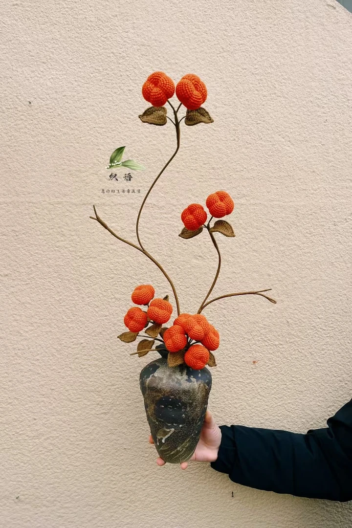 成品花束纯手工钩织毛线花束瓶插花