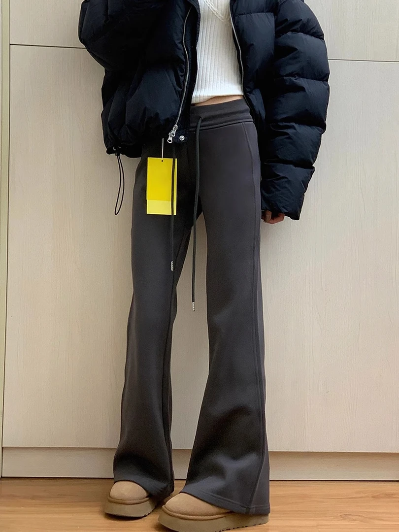 096慵懒风女裤子秋冬季宽松休闲直筒裤阔腿长裤