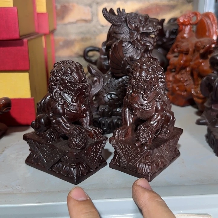 木黑檀木10宫门狮一对