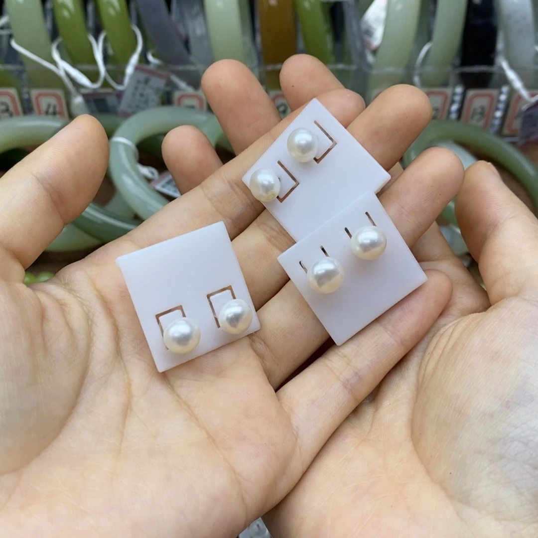 和田玉银S925镶嵌耳饰