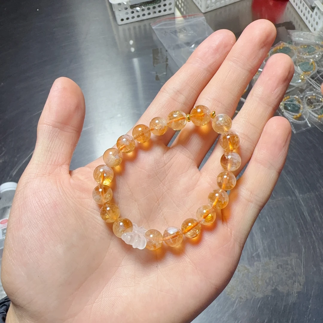 天然黄水晶手串约9-10mm左右多样性拍一发一wwx带天然生长纹结构