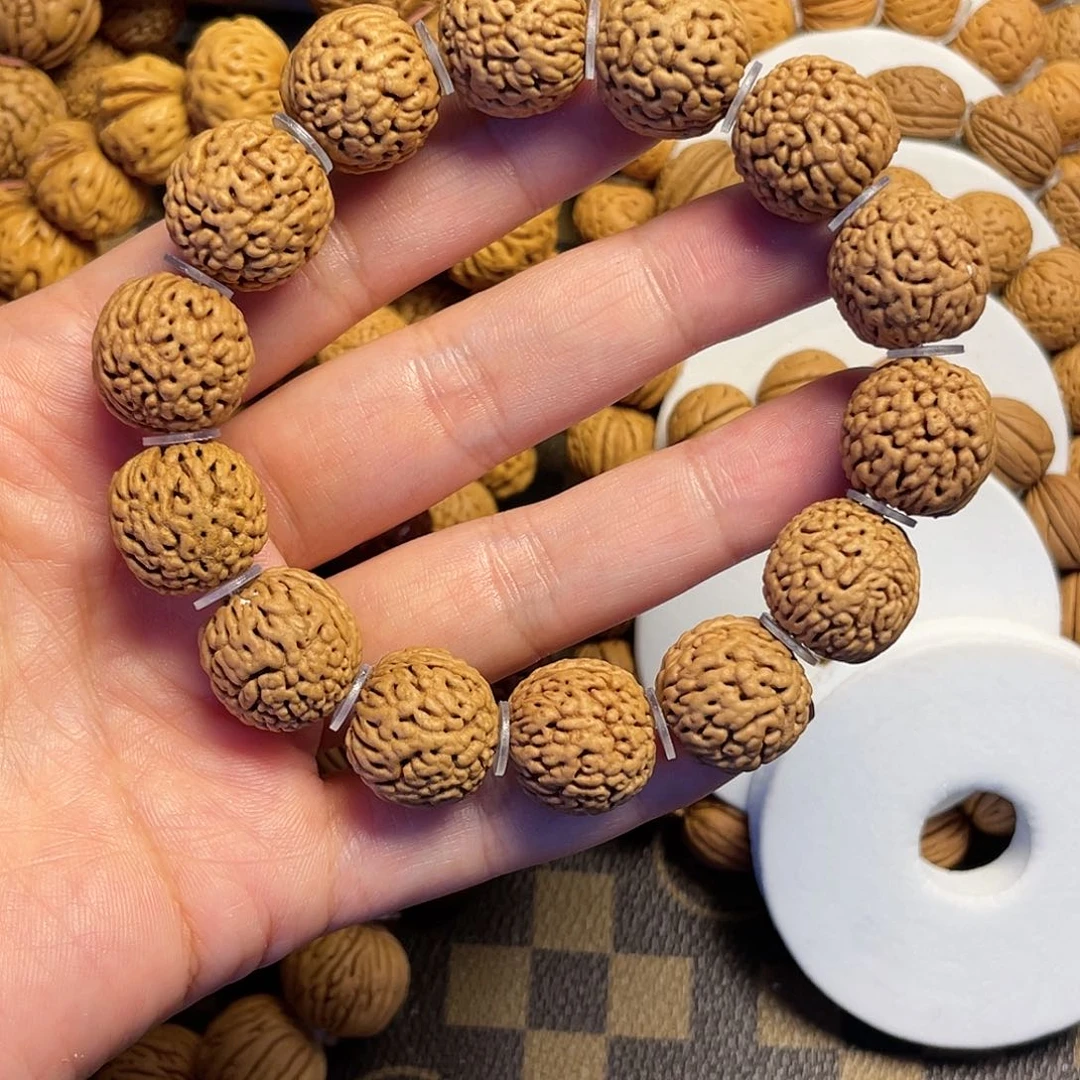 桃木花*花桃核手串17+麒麟纹