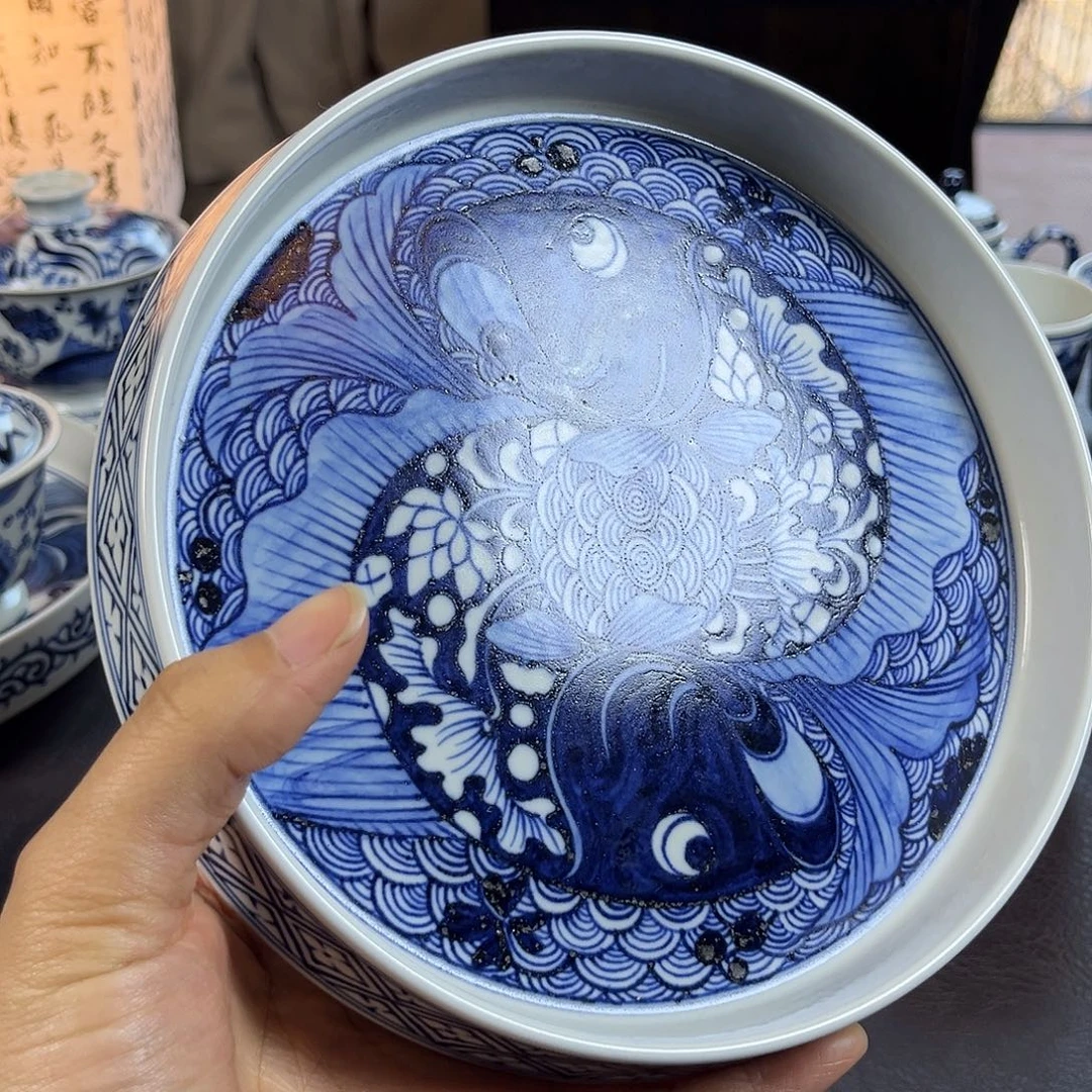 朝岚夕霞仿至正元青花原矿釉烧制全手绘主人杯