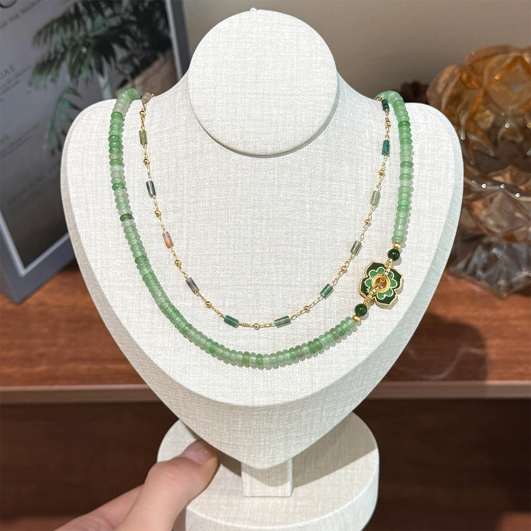 【绿野仙踪】清新简约滴油绿色算盘珠项链彩色轻奢锁骨链
