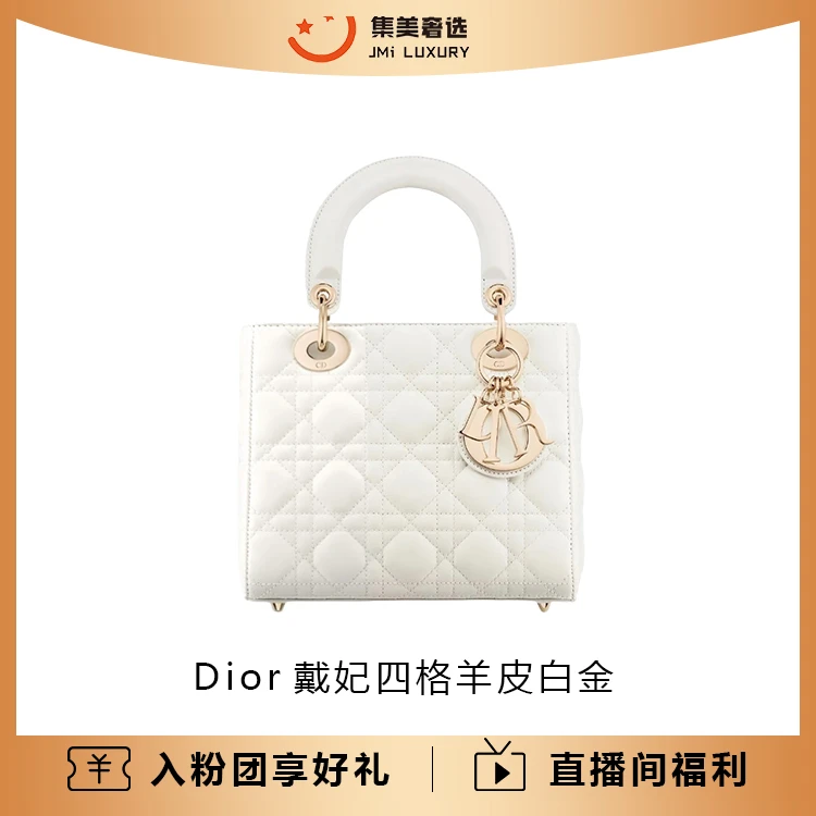 未使用 DIOR/迪奥 Dior戴妃四格羊皮白金时尚百搭包/全新/AM2548