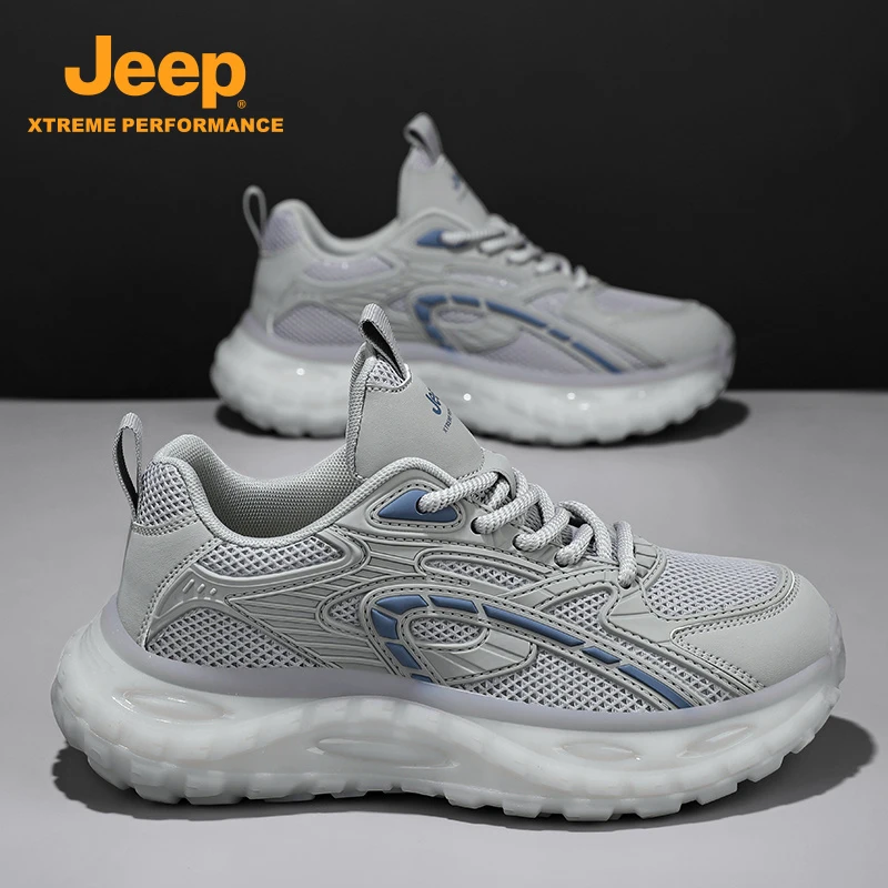 jeep吉普男鞋夏季2025新款透气网面运动鞋男款增高休闲跑步老爹鞋